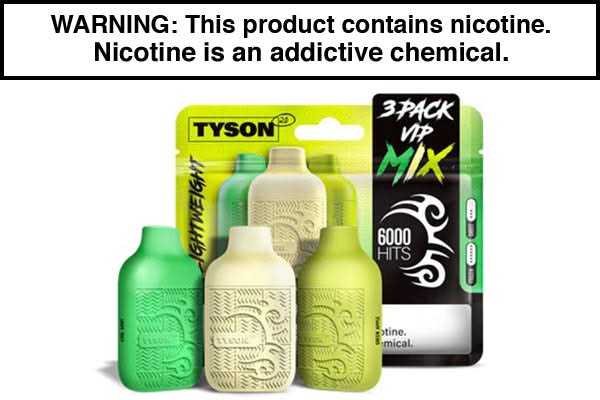 TYSON 2.0 LIGHTWEIGHT DISPOSABLE VAPE 6000 PUFFS (3-PACK) Vip Mix