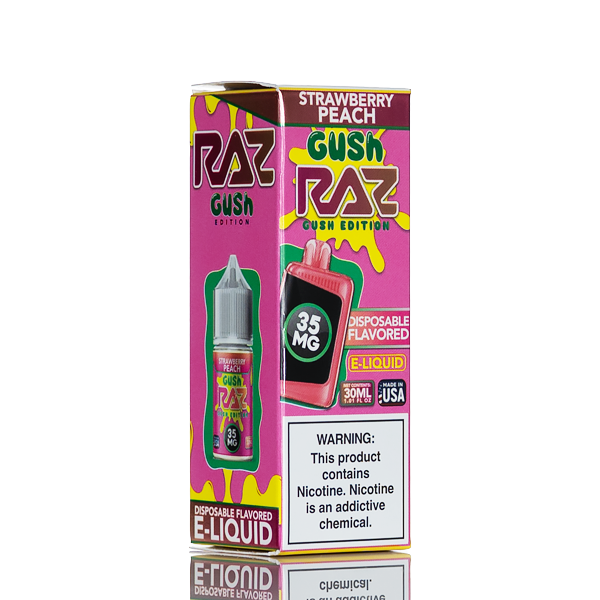 Pod Juice X RAZ Salt Nic - Strawberry Peach Gush - 30mL - Image 3